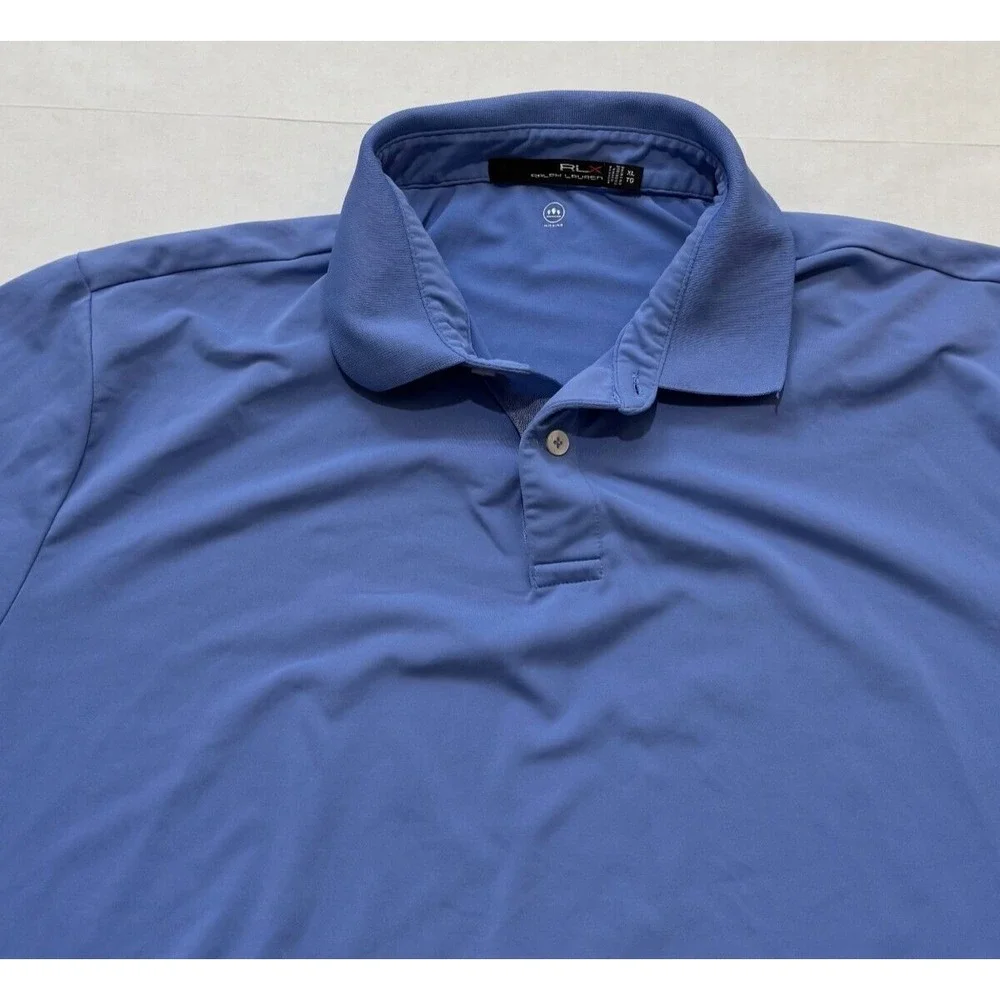 RLX Ralph Lauren Men's Blue Polyester Men's Polo Shirt Short Sleeve Size X-Large